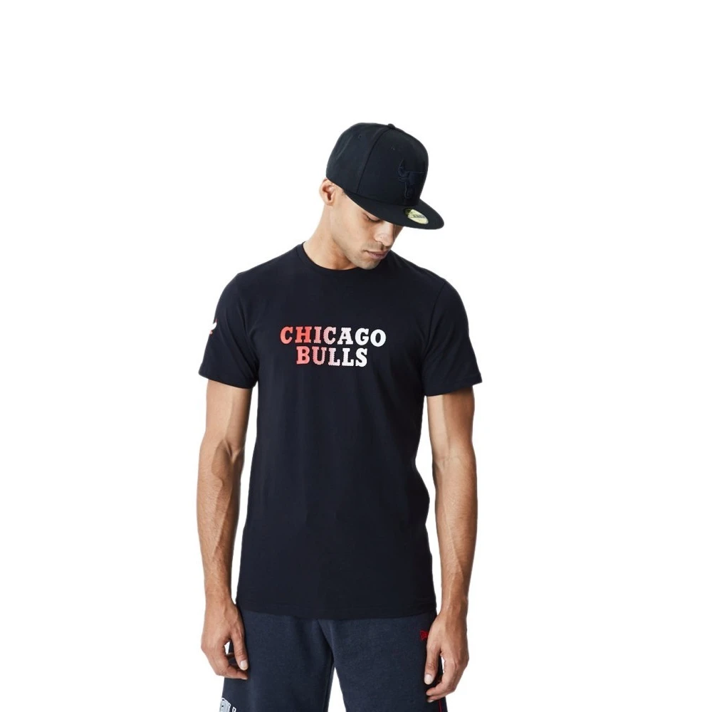 new era Chicago Bulls Gradient Wordmark Tee Black Heren