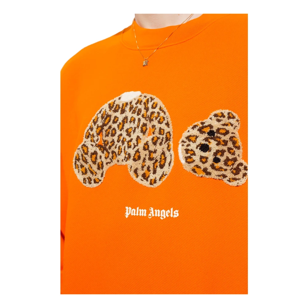 Palm Angels Logo Sweatshirt met Katoenen Samenstelling Orange Heren