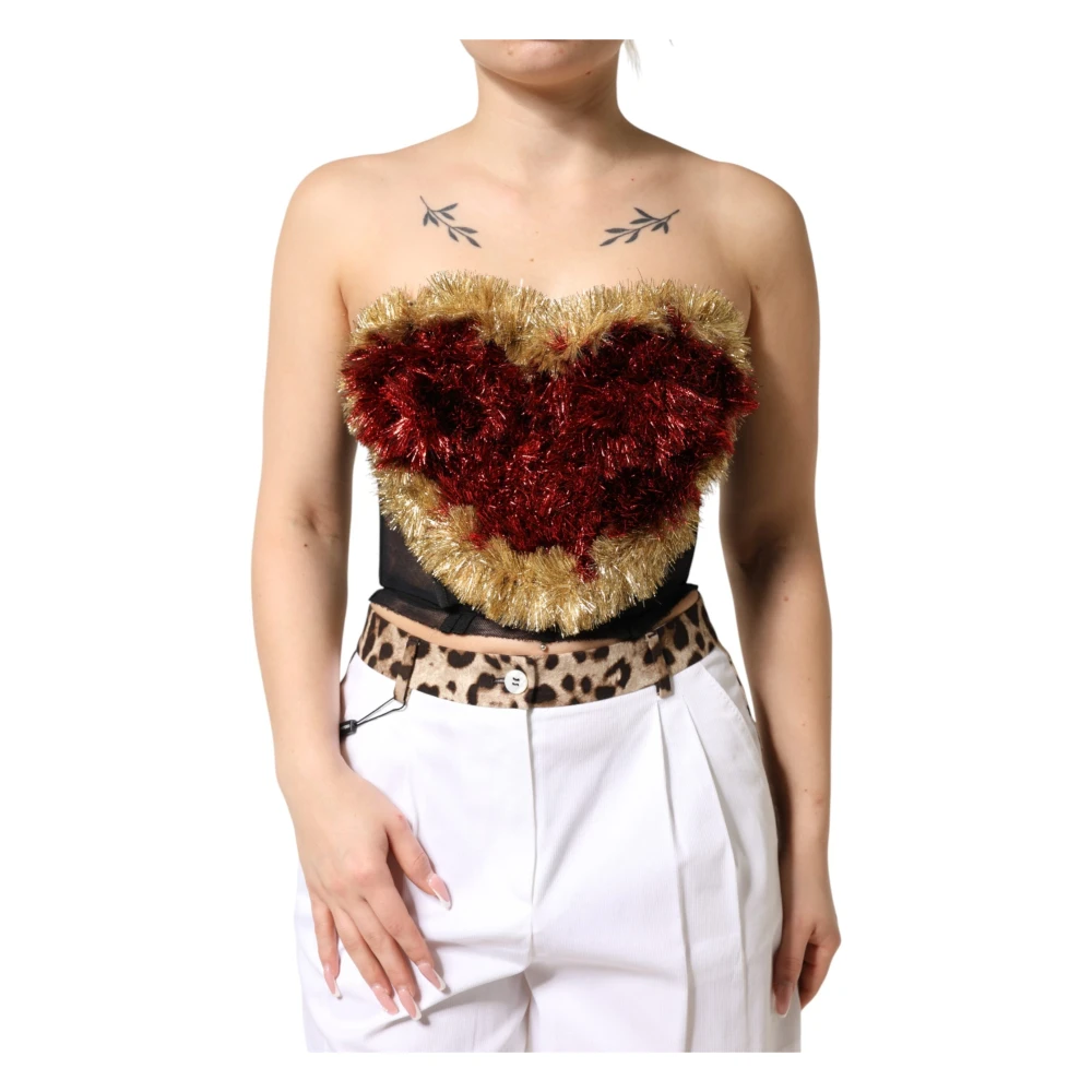 Dolce & Gabbana Women's Heart Bustier Corset Tinsel Top