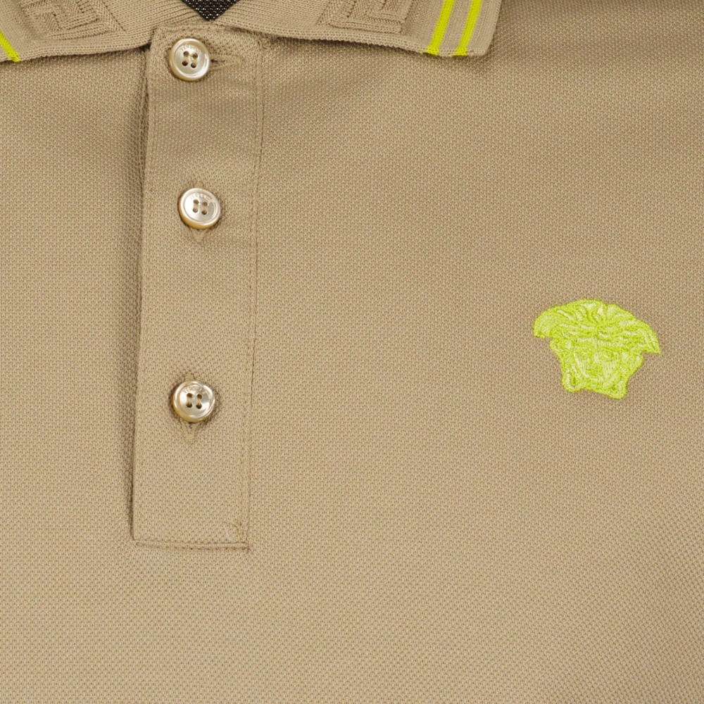 Versace Medusa Polo Shirt Klassiek Ontwerp Beige Heren