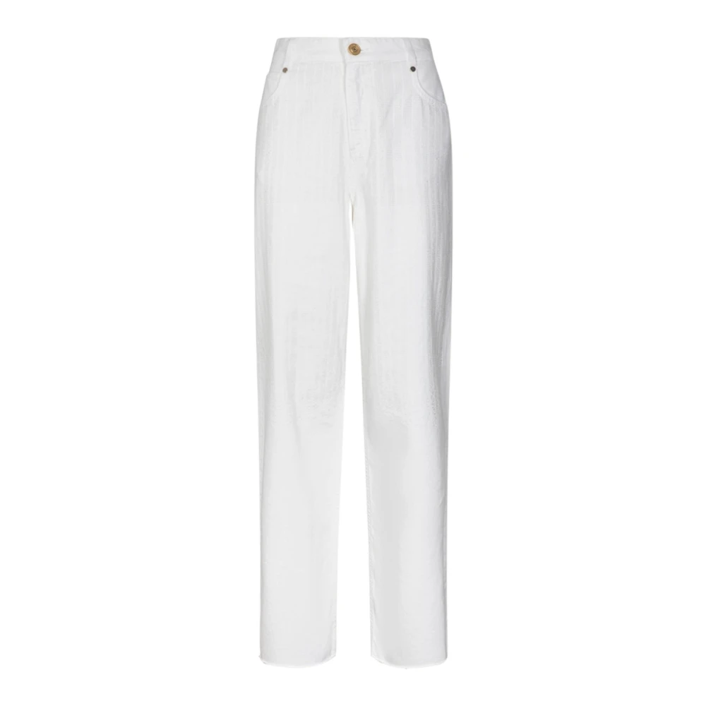 Gaëlle Paris Women's White Straight Fit Jeans, W25, Straight Denim Trousers