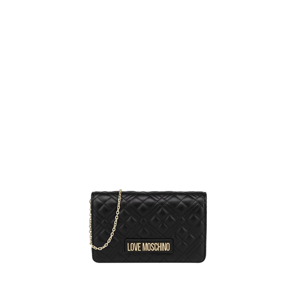 Moschino Zwarte schoudertas met gouden details Black Dames