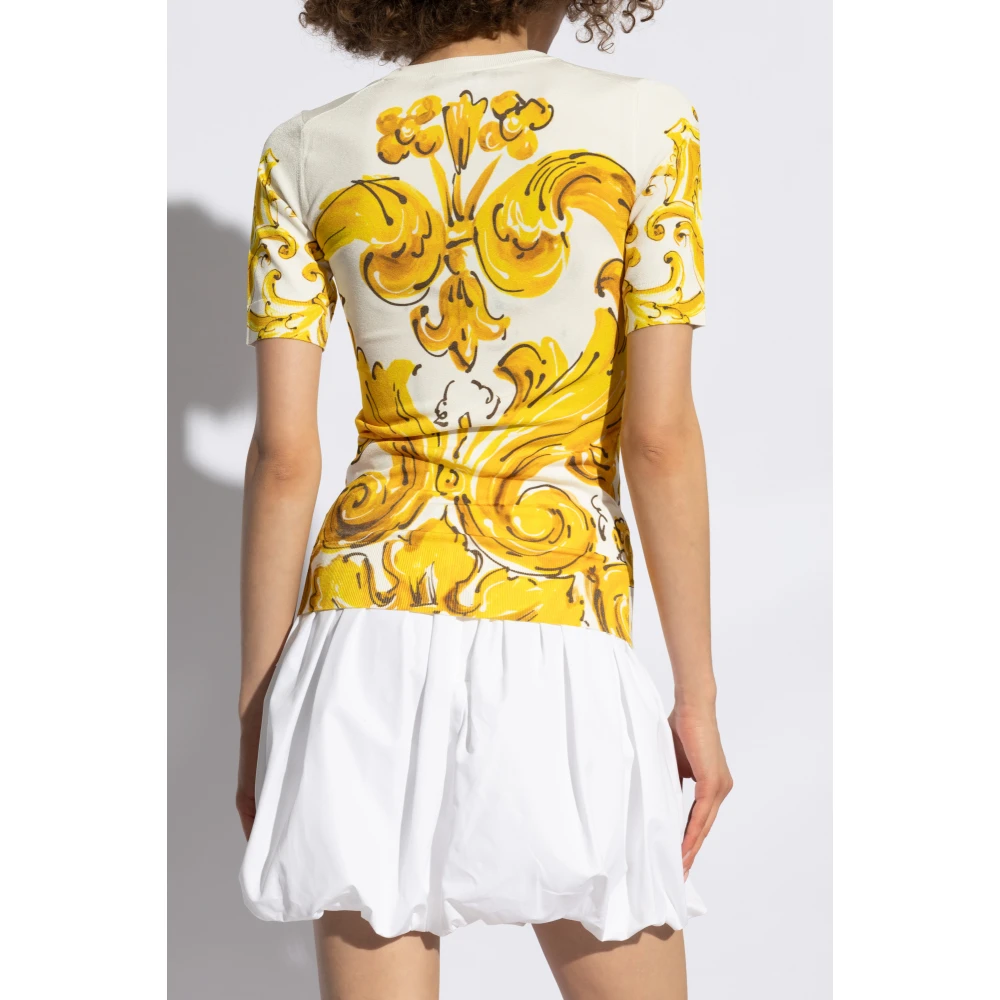 Dolce & Gabbana Top met 'Majolica' print Yellow Dames