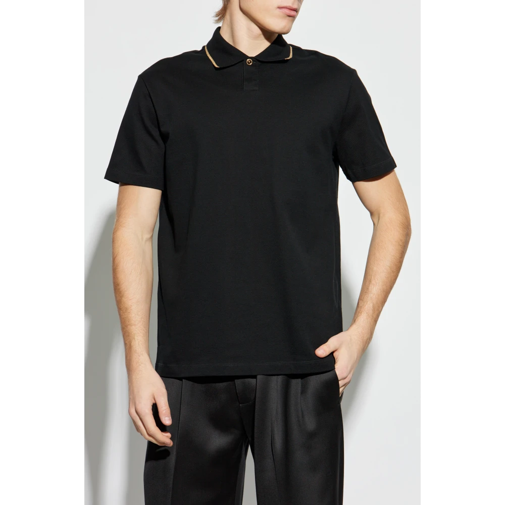 Versace Polo met Lurex-draad Black Heren