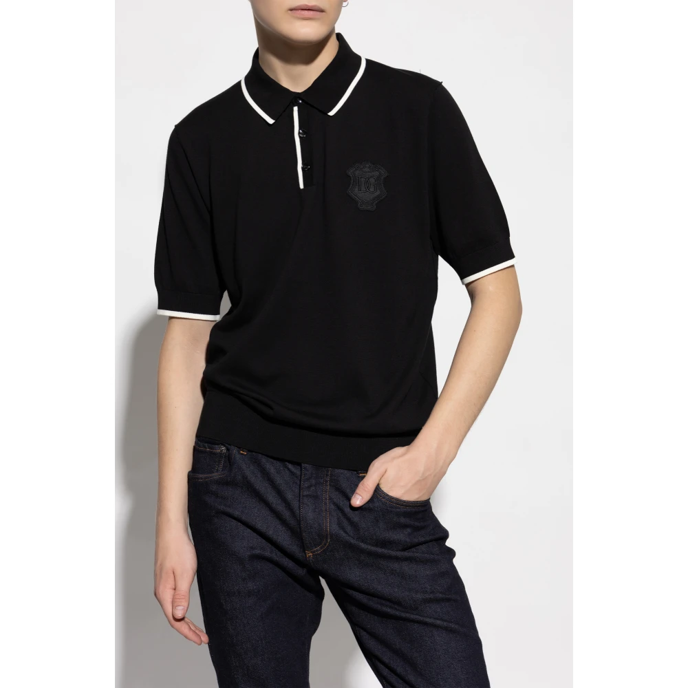 Dolce & Gabbana Katoenen polo met logo Black Heren