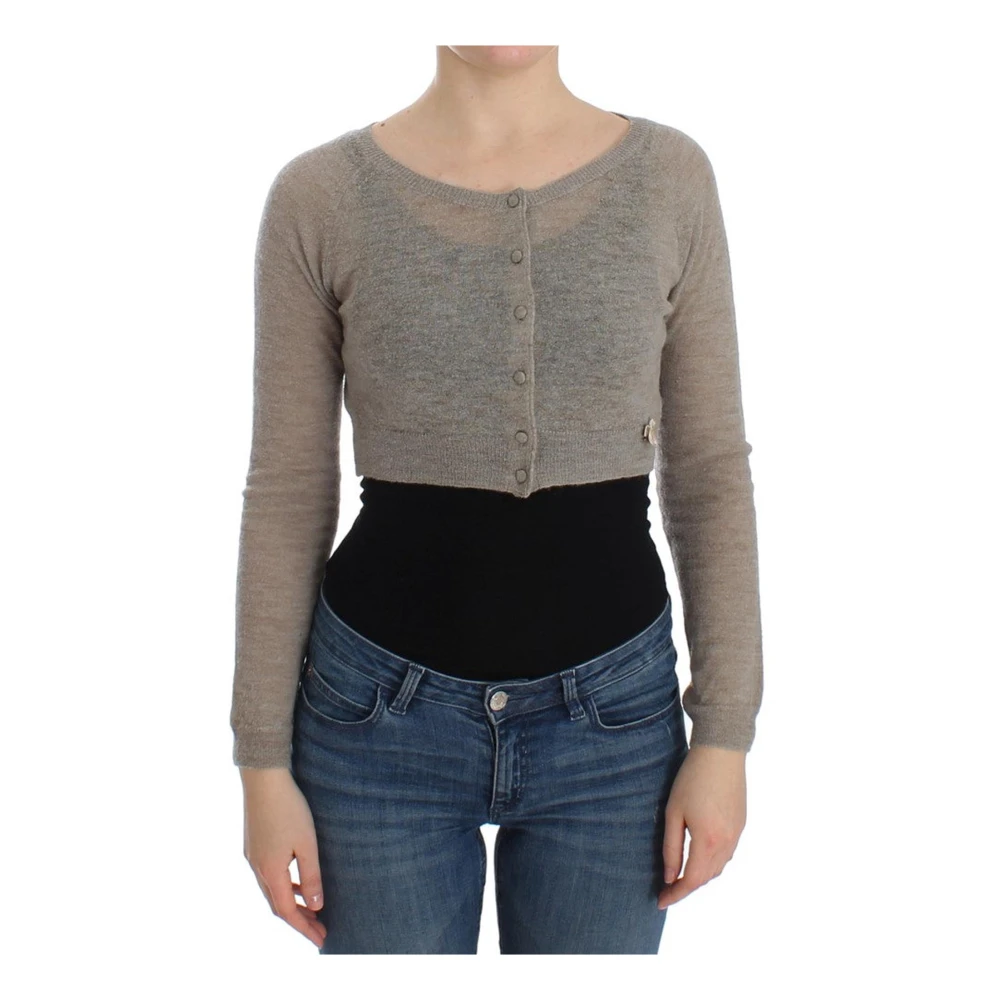 Ermanno Scervino Women's Beige Cropped Cardigan Stylish Elegance