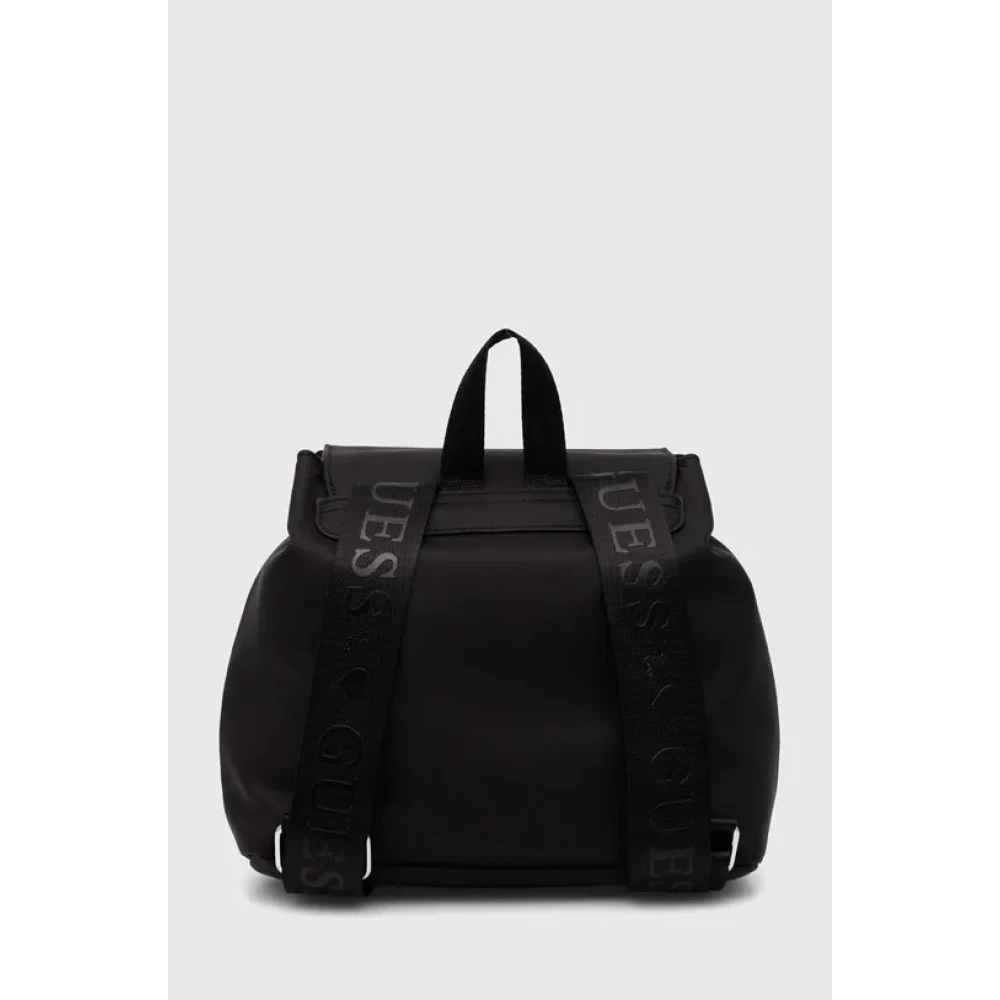 Guess Gewatteerde Synthetische Rugzak met Metalen Logo Black Dames