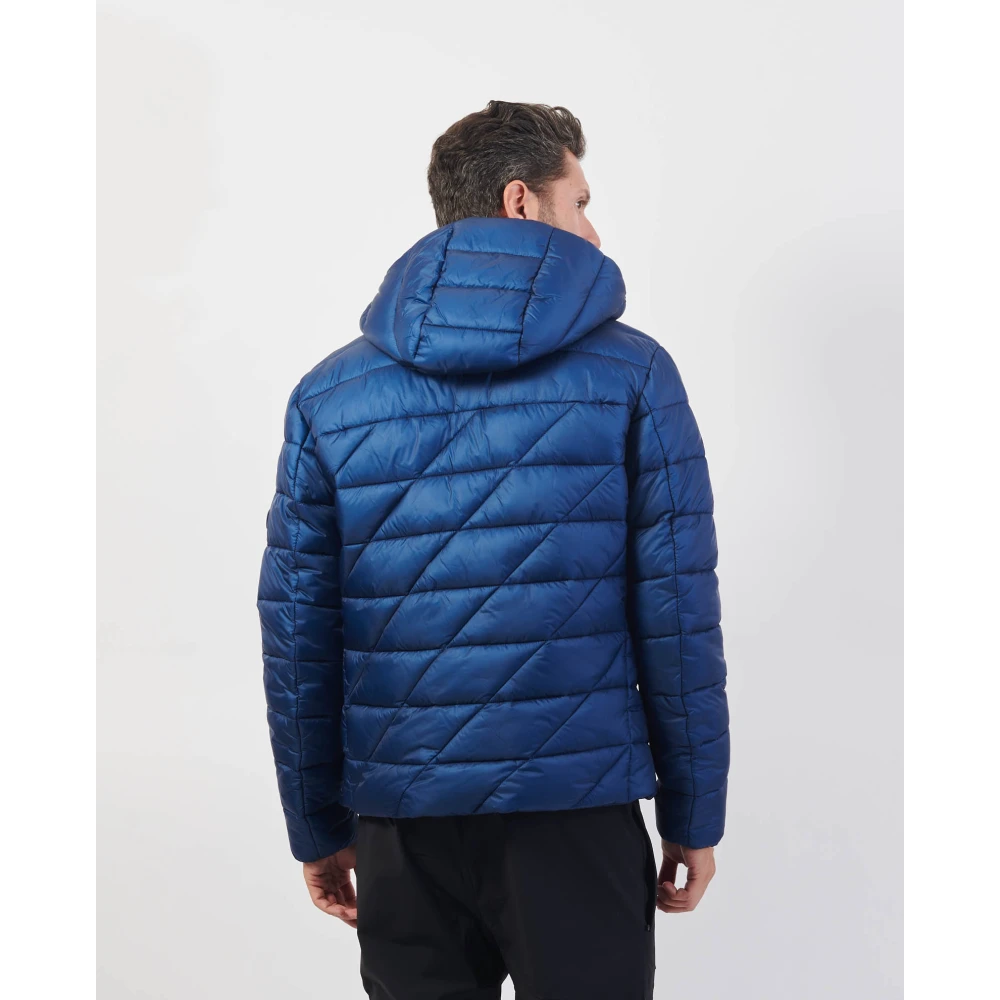 Hugo Boss Blauwe Gewatteerde Waterdichte Jas met Capuchon Blue Heren