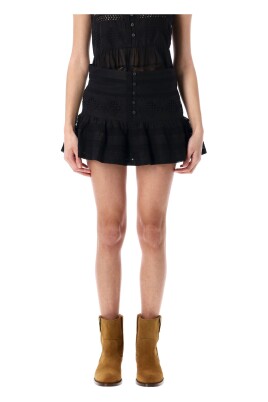 black-lace-flared-skirt