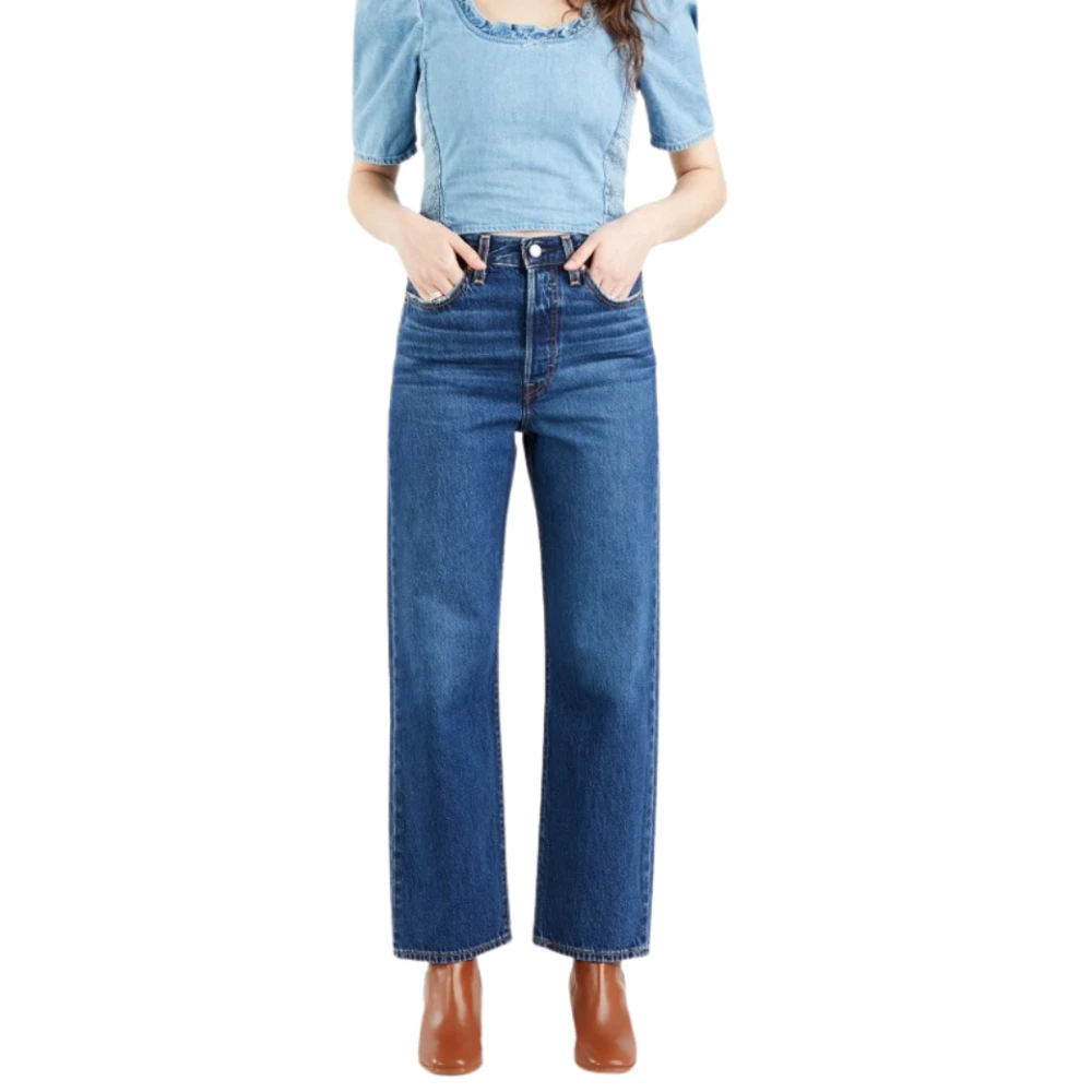 Levi's Women's Blue Straight Jeans,, Jeans Ribcage Ankle W31 L27
