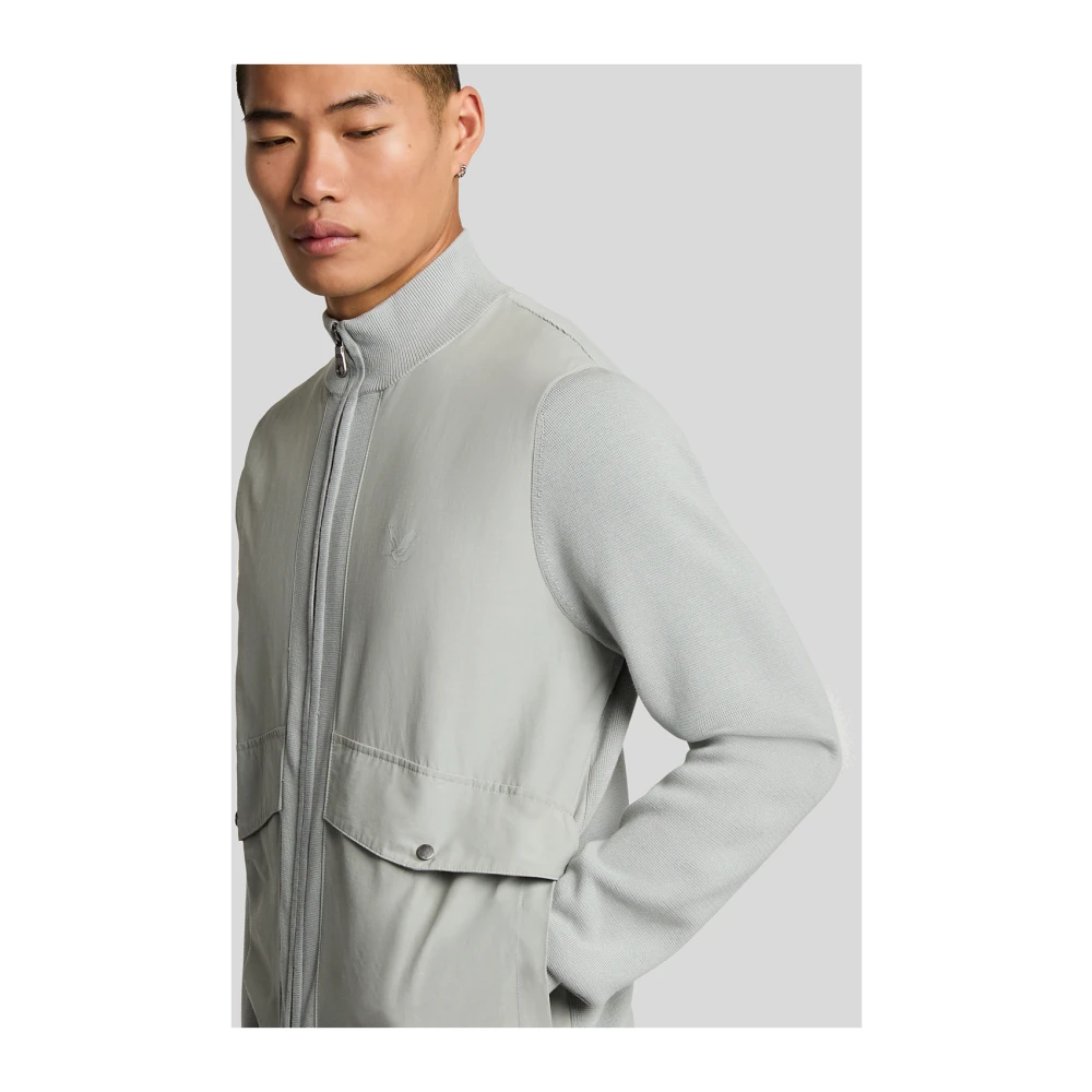 Lyle & Scott Mid Knits Milano Hybrid Full Zip Gebreid Jack Blue Heren