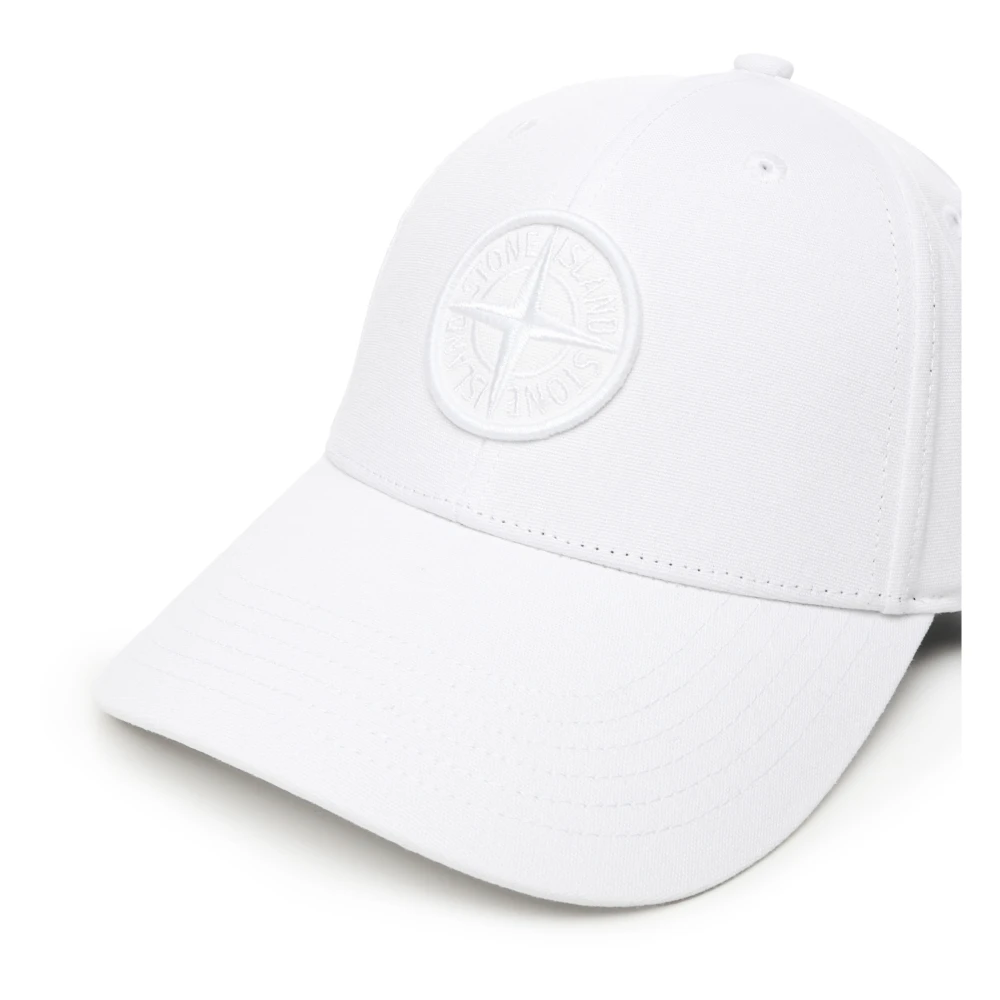 Stone Island Witte Katoenen Geborduurde Logo Hoed White Heren