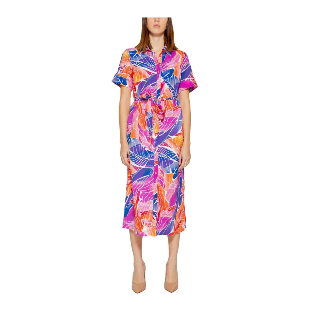 Vila Multicolor Viscose Lange Jurk Damesmode Multicolor Dames