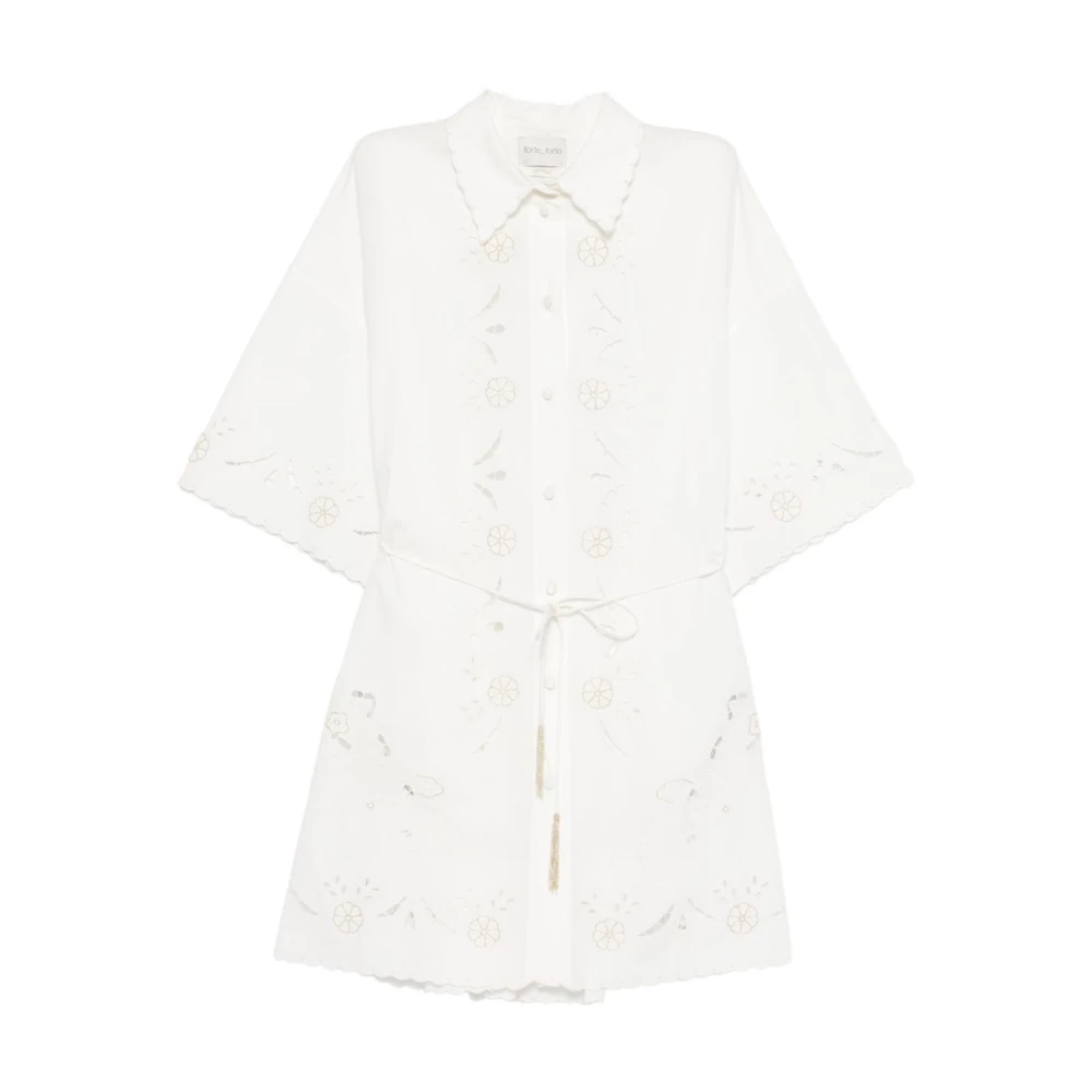 Forte Forte Women's White Shirt Dresses, Xs, Crystal Floral Embroidery Shirt Dress