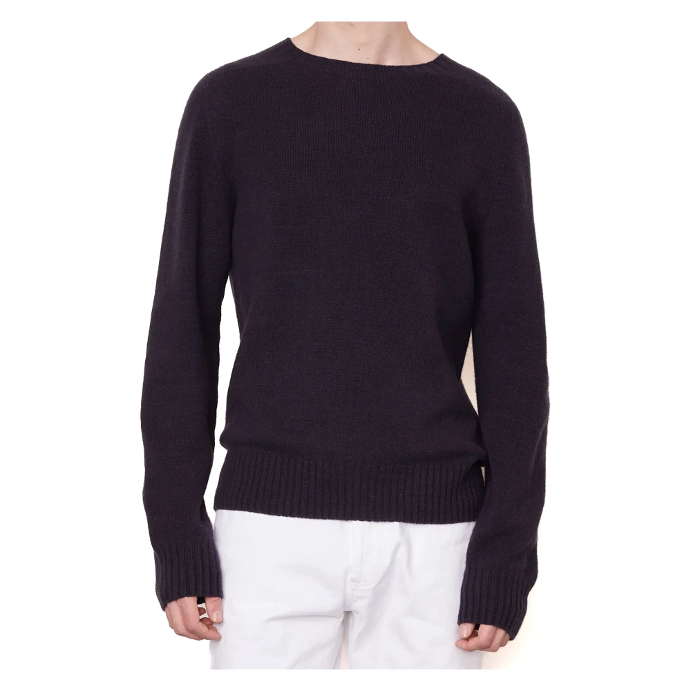 Officine Générale Blauwe Wollen Trui Naadloos Gebreid Blue Heren