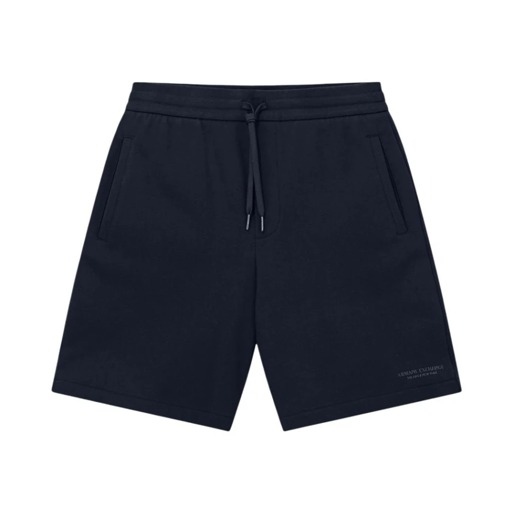 Armani Exchange Herren Blau Baumwollshorts Mit Kordelzug Und Vordertaschen