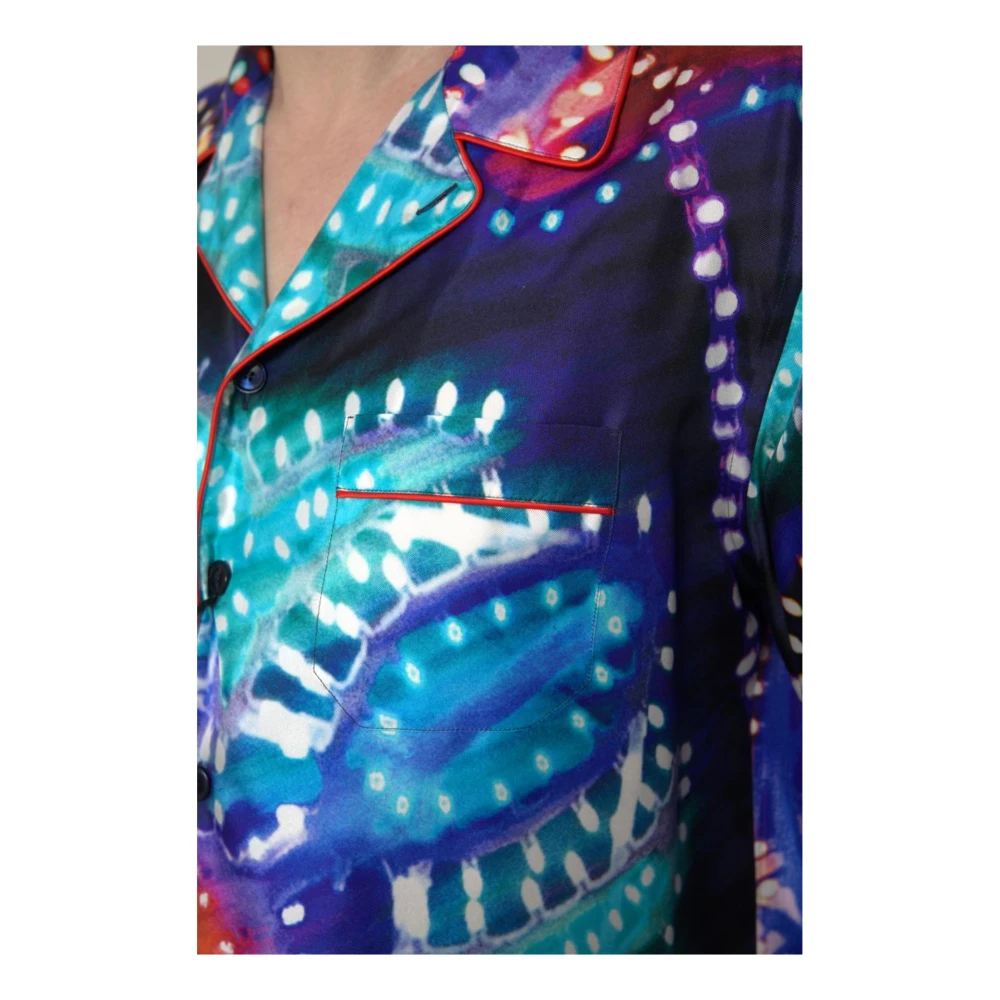 Dolce & Gabbana Zijden Psychedelische Print Pyjama Shirt Multicolor Heren