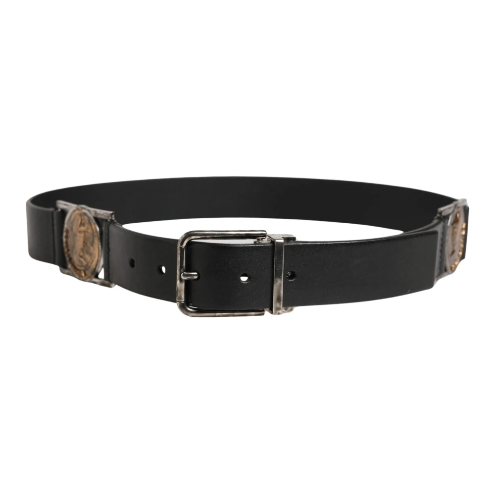 Dolce & Gabbana Classic Leather Metal Buckle Belt - Male - Belts - Black - One Size - Accessories - Image 2