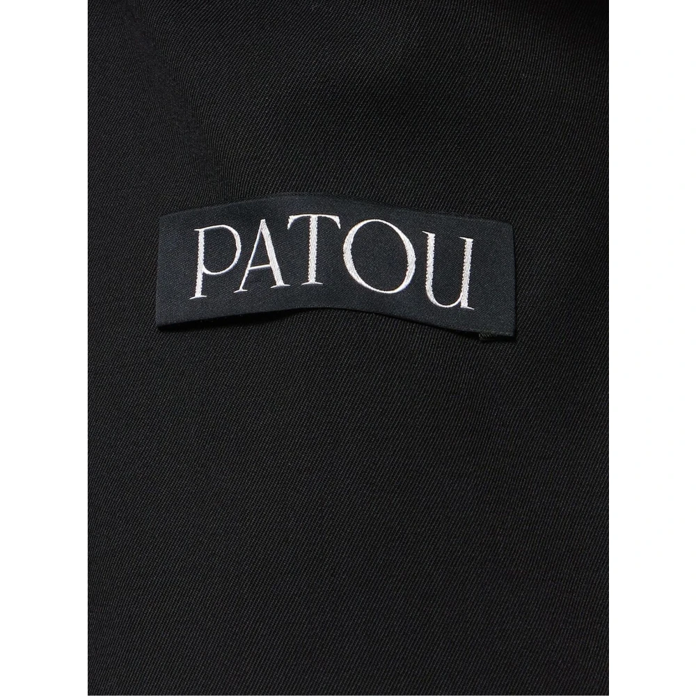 Patou Zwarte wollen twill jas met vioolvormige uitsparingen Black Dames