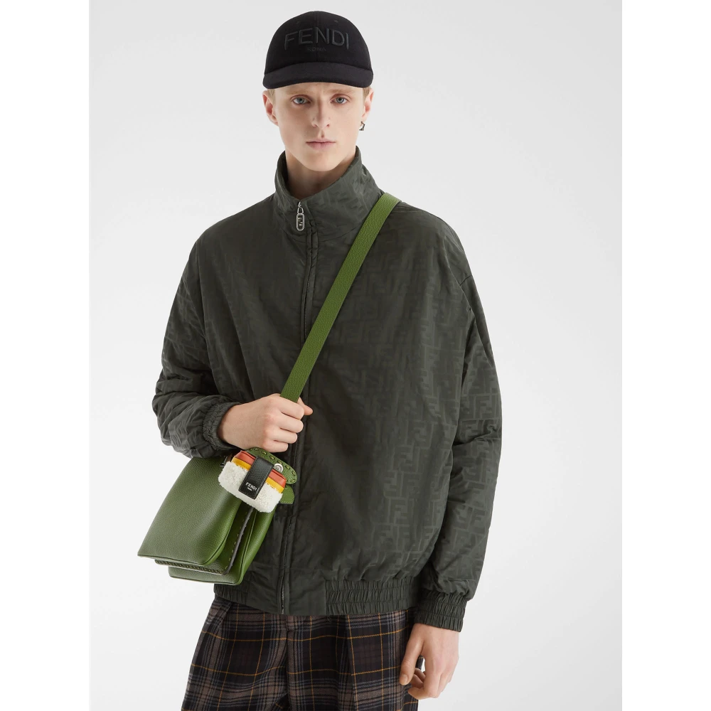 Fendi Zwarte wollen baseballpet met geborduurde letters Black Heren