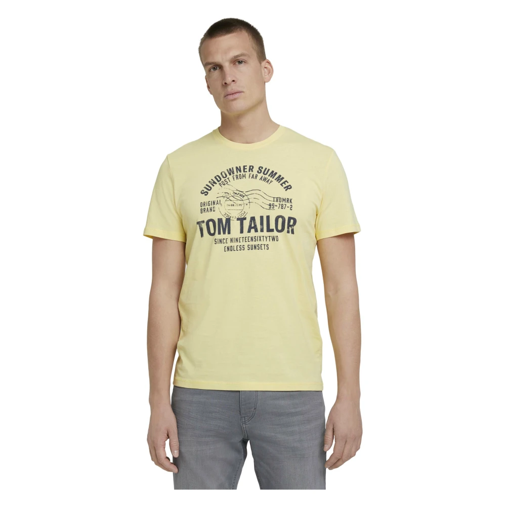 Tom Tailor Klassiek Ronde Hals T-Shirt Yellow Heren