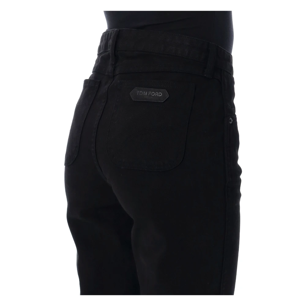 Tom Ford Zwarte Flare Leg High-Waisted Jeans Black Dames