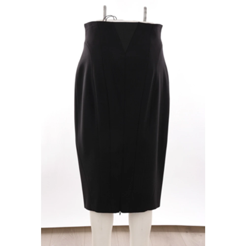 Alaïa Zwarte Stretch Wollen Pencil Rok Black Dames