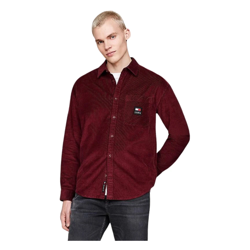 Tommy Hilfiger Bordeaux Corduroy Relaxed Fit Overhemd Red Heren