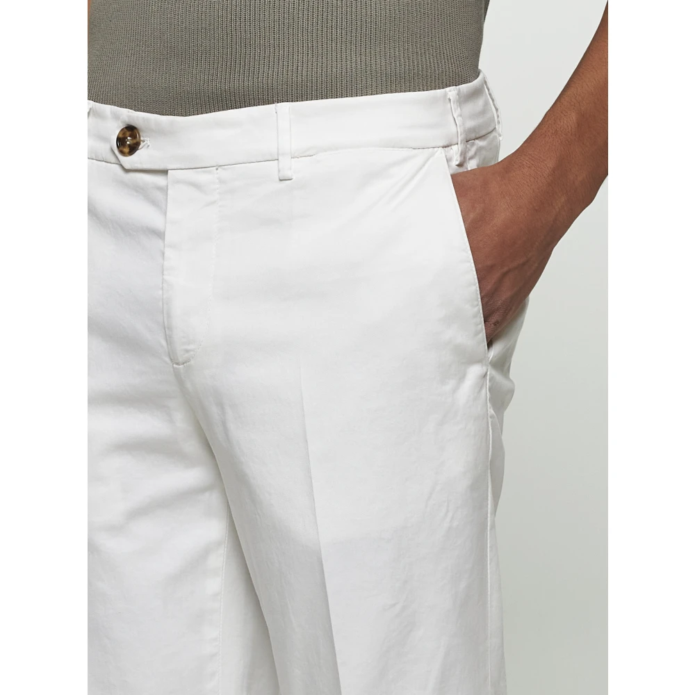 BRUNELLO CUCINELLI Witte Katoenen Gabardine Broek Italiaanse Pasvorm White Heren