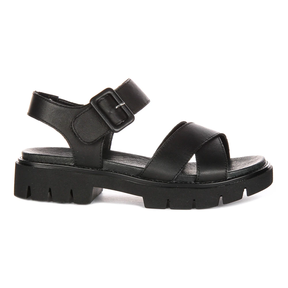 Remonte Women's Black Flat Sandals, 5 Uk, Leather Sandals For