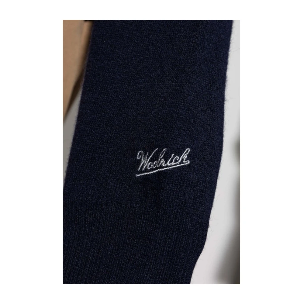Woolrich Geborduurd Logo Navy Blue Sweater Blue Heren