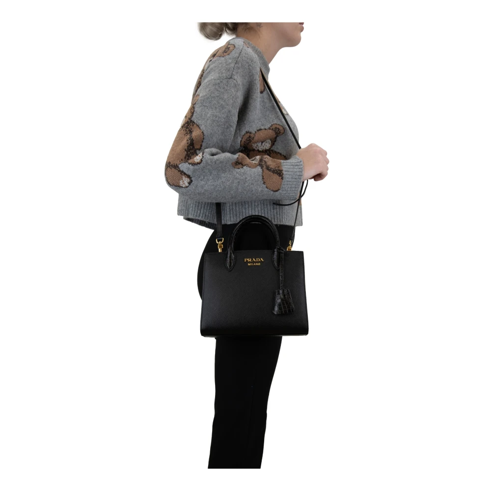 Prada Leren schoudertas voor dames Black Dames