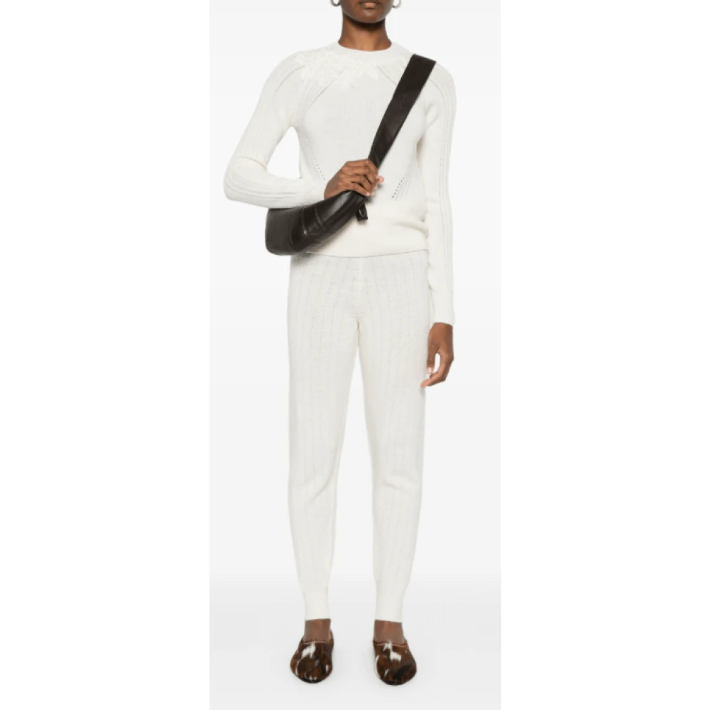 Ermanno Scervino Witte Bloemenborduurwerk Sweater White Dames