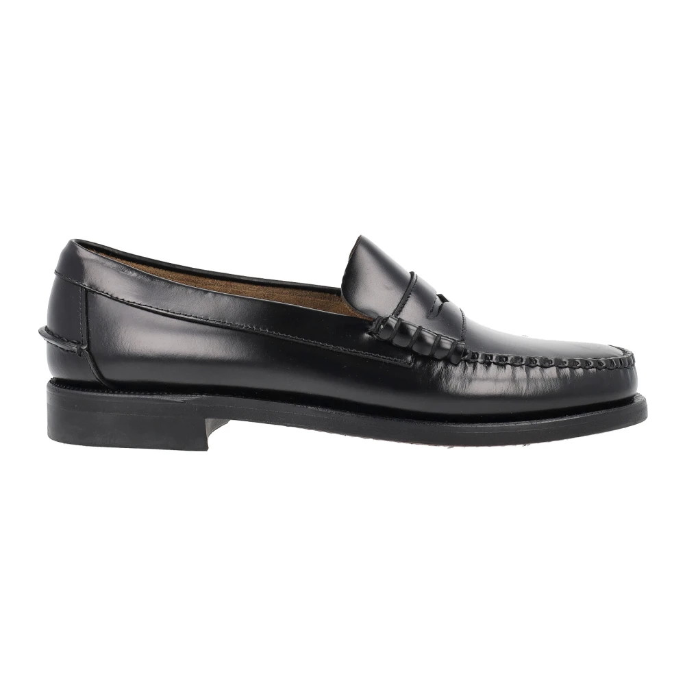 Sebago Handgemaakte Zwarte Leren Moccasins Black Dames