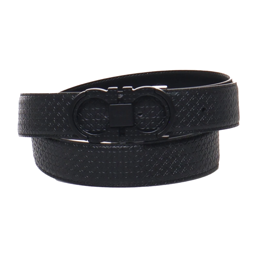 Salvatore Ferragamo Omkeerbare Zwart Bruin Leren Riem Black Heren