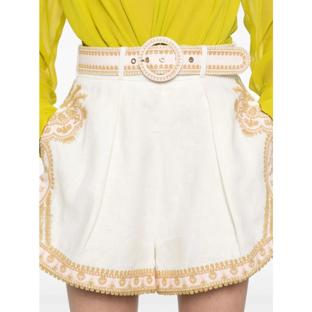 Zimmermann Witte Geborduurde Flare Shorts White Dames