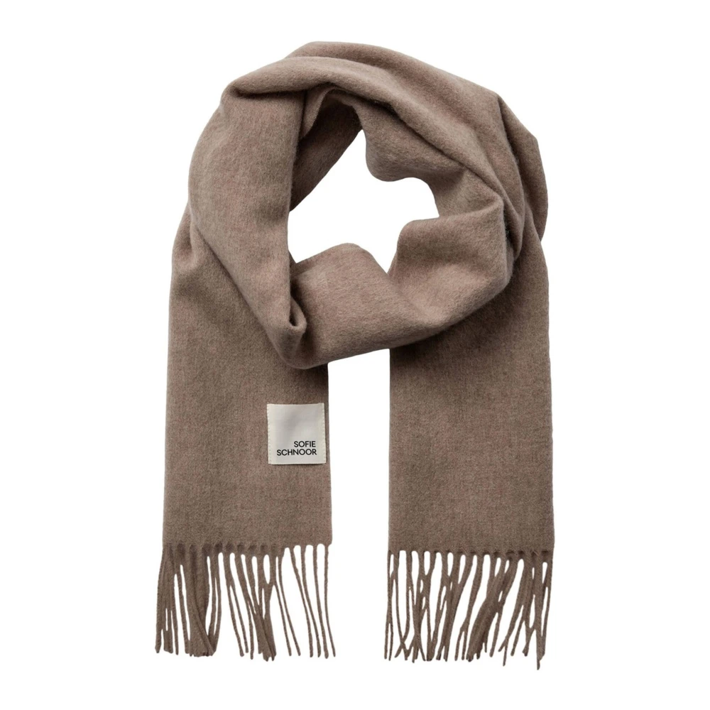 Sofie Schnoor Zachte Beige wollen sjaal met franjes Beige Dames