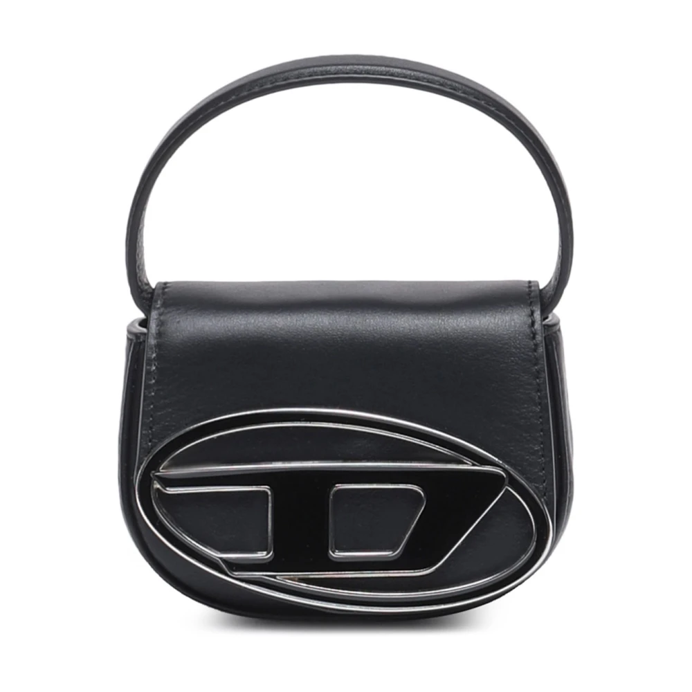 Diesel Iconische Mini Tas met D-logo Plaatje Black Dames