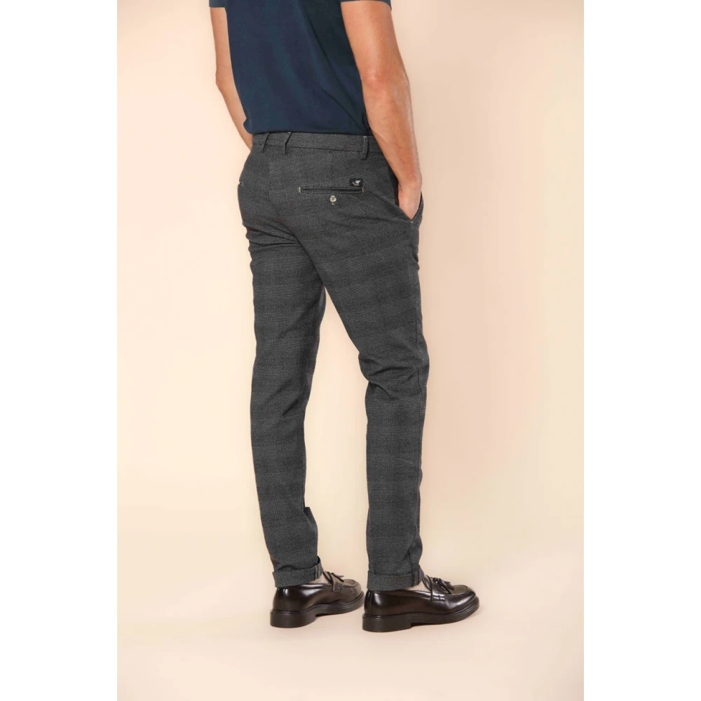 Mason's Slim Fit Katoenen Chino Broek met Ruitpatroon Gray Heren