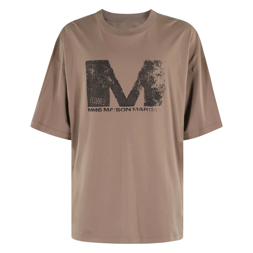 MM6 Maison Margiela Logo Print Maxi Jurk Brown Heren