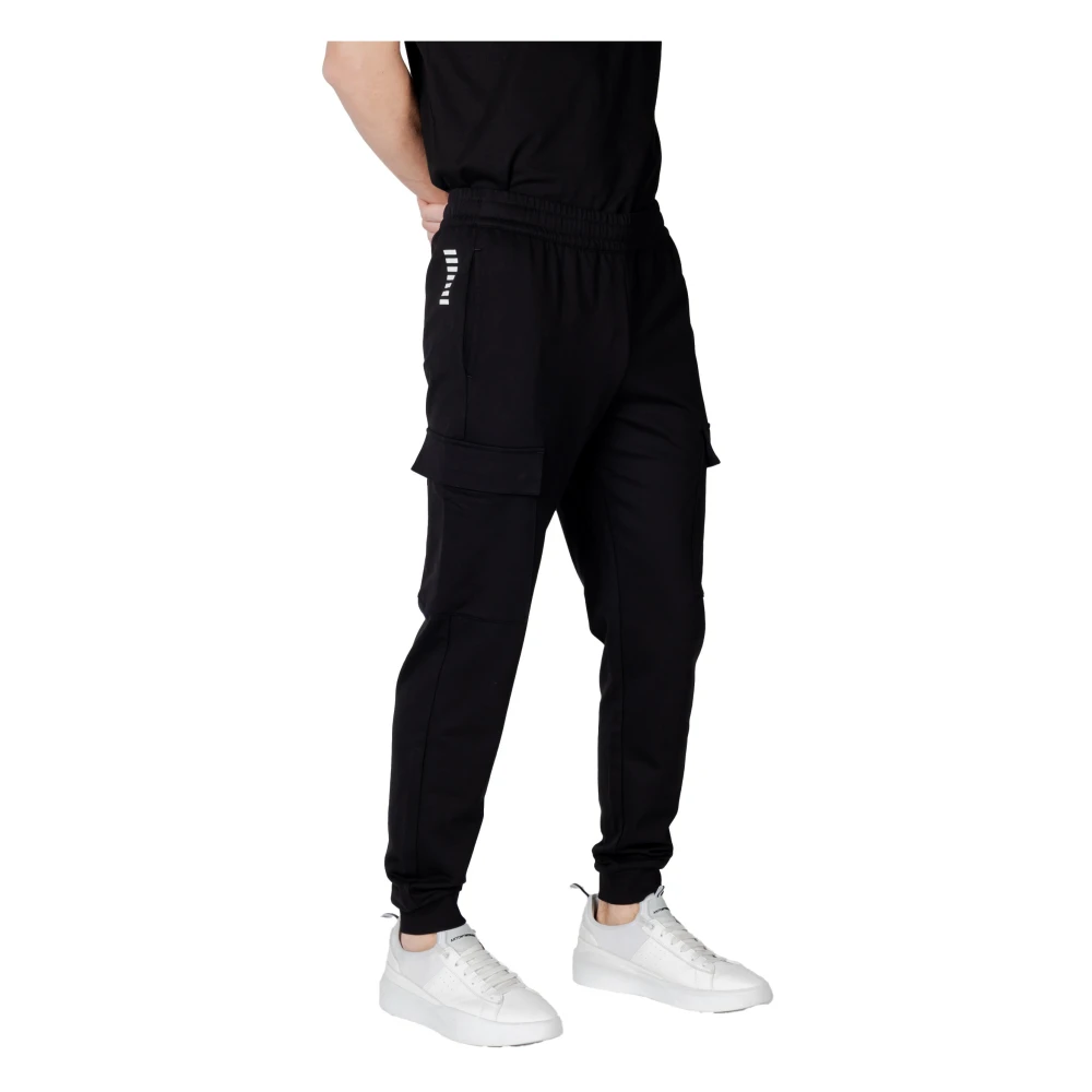 Emporio Armani EA7 Zwarte katoenen broek met meerdere zakken Black Heren