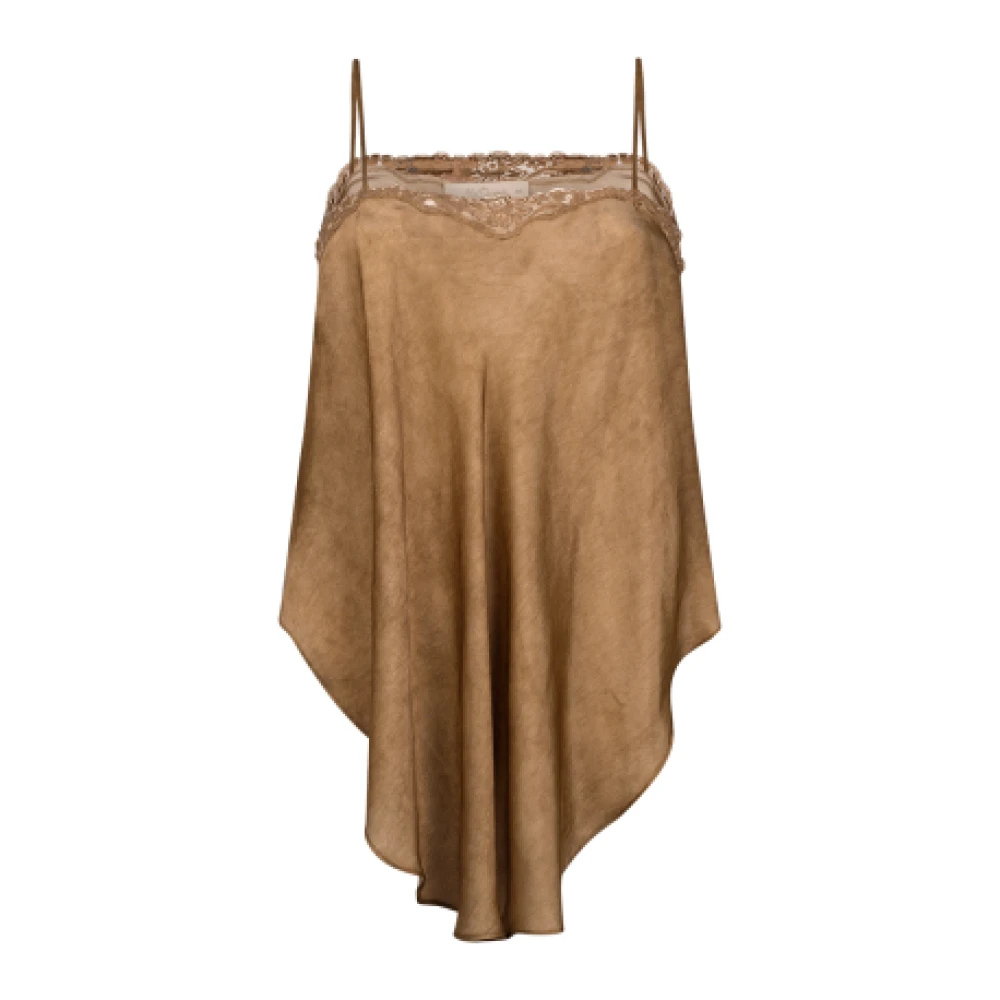 Mes Demoiselles Zijden Kant Camisole Top Taupe Orlane Beige Dames
