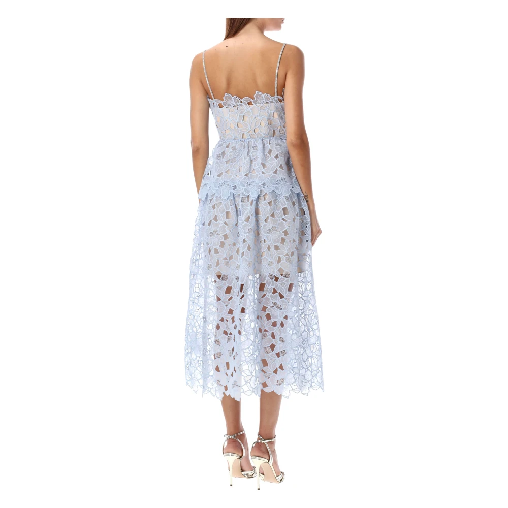 Self Portrait Organza Lace Midi Jurk Blue Dames