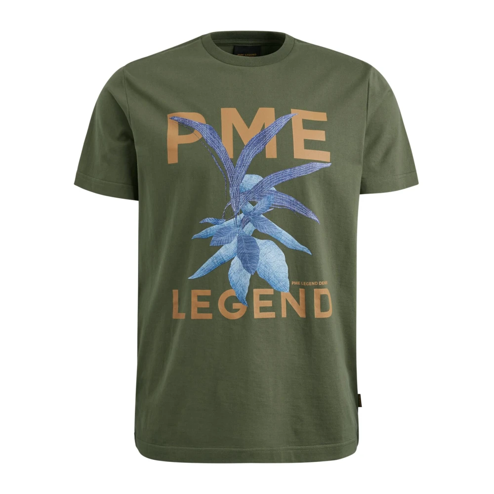 PME Legend Denim Artwork T-Shirt Ronde Hals Green Heren
