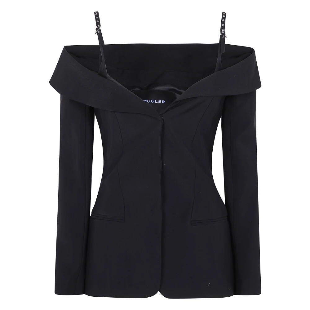 Mugler Stijlvolle lange mouwen top Black Dames
