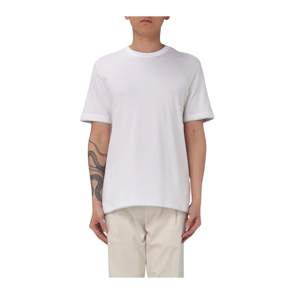Eleventy Uomo Bianco T-Shirt A Maniche Corte Con Girocollo