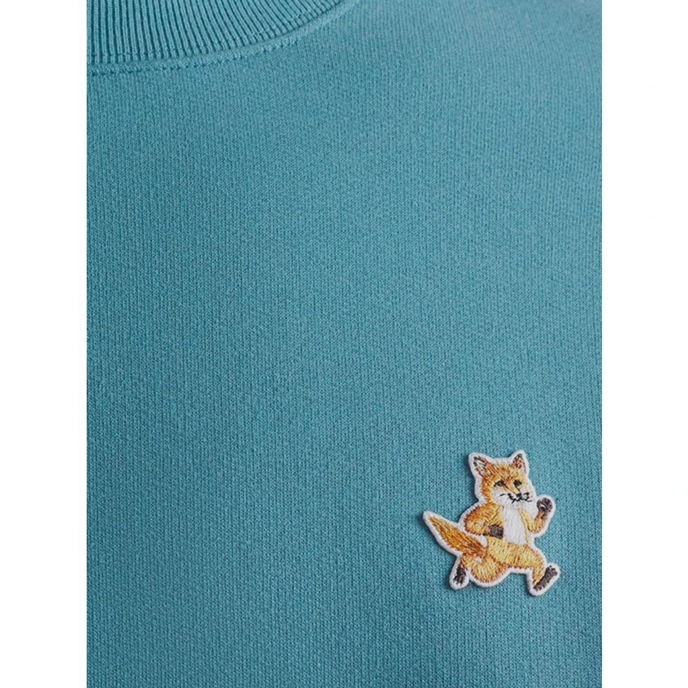 Maison Kitsuné Vos Katoenen Sweatshirt Blue Heren