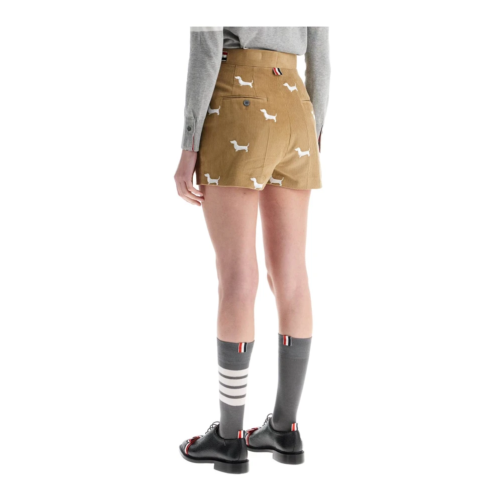 Thom Browne Khaki Corduroy Shorts met Hondenpatroon Green Dames