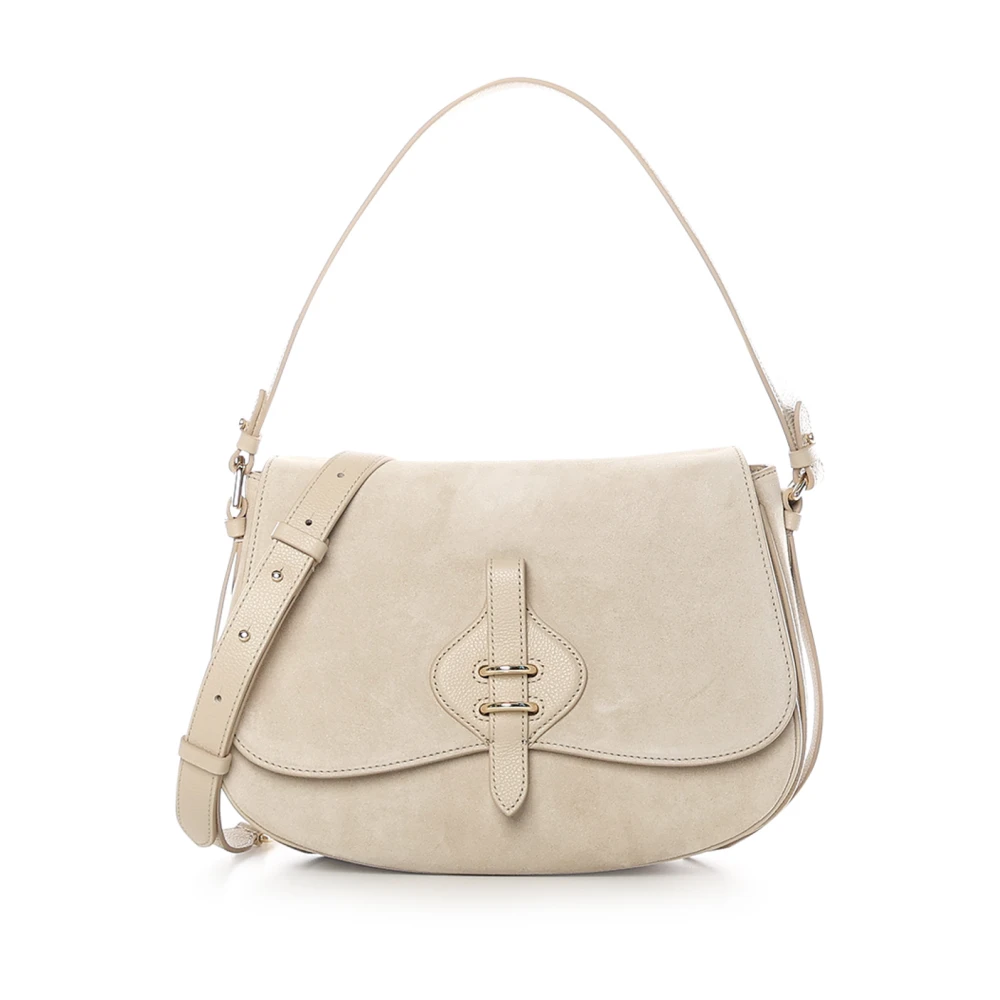 Coccinelle Women's Beige Shoulder Bags, One Size, Mavery Suede Shoulder Bag