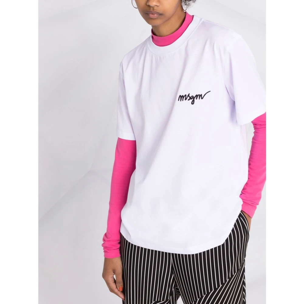 Msgm Casual Katoenen T-Shirt White Dames